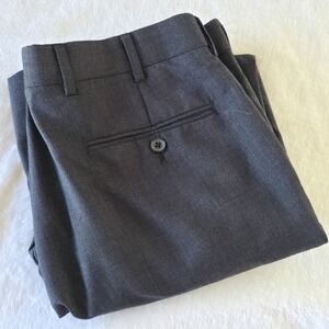 Brooks Brothers 1818 MADISON Flat Front Dress Pants Men Sz 34 Charcoal Gray WOOL